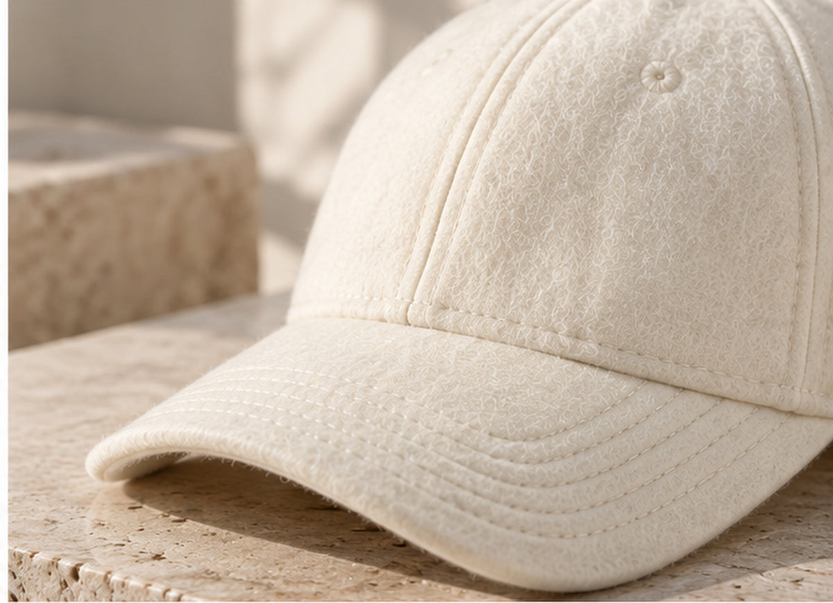 Detalle de la visera de The Cap ivory